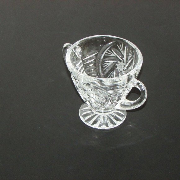 Vintage Crystal Sugar Bowl with Handles Pinwheel Pattern - Picture 4 of 9